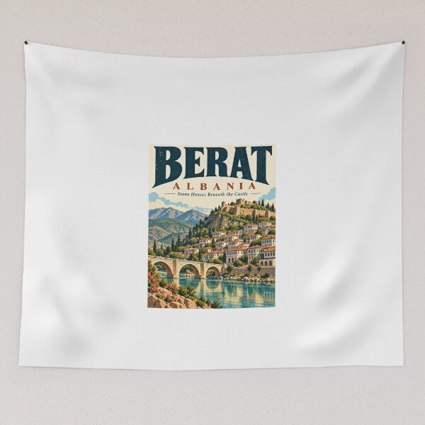 Item preview, Berat Albania Stone Houses Beneath The Castle Travel Souvenir designed and sold by HumansStuck12.