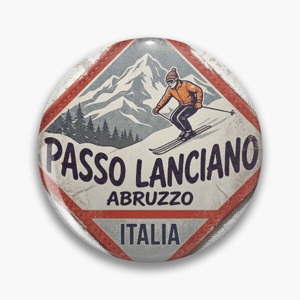 Item preview, Passo Lanciano, Abruzzo, Chieti, Italy, Italia, Vintage skiing badge design Oversized T-Shirt designed and sold by Atros.