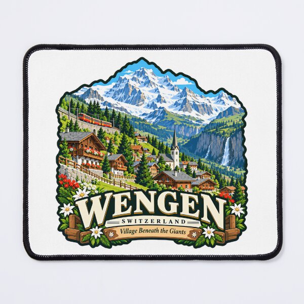 Item preview, Wengen Switzerland Village Beneath The Giants Alpine Travel Souvenir designed and sold by NightGlyph.