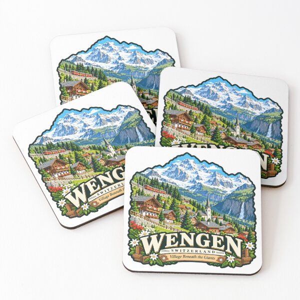 Item preview, Wengen Switzerland Village Beneath The Giants Alpine Travel Souvenir designed and sold by NightGlyph.