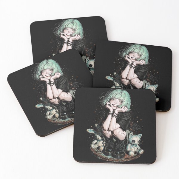 Item preview, Toxic Mischief-Mint-Haired Gothic Anime Girl & Plushies Graphic Artwork designed and sold by HexOne.