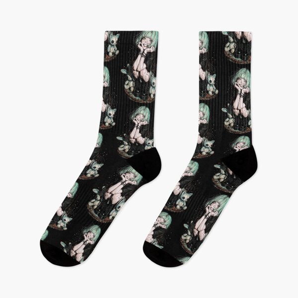 Item preview, Toxic Mischief-Mint-Haired Gothic Anime Girl & Plushies Graphic Artwork designed and sold by HexOne.