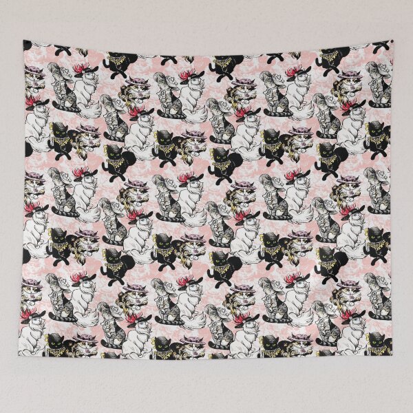 Item preview, Pattern of Elegant Cats Wearing Hats designed and sold by Konopikyu.