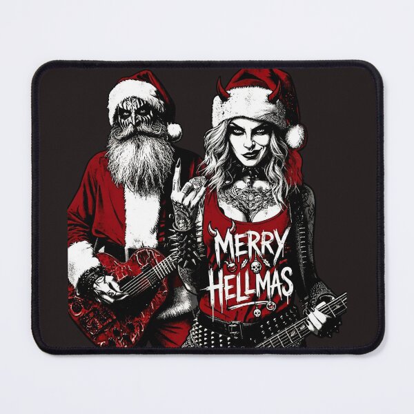 Item preview, Merry Hellmas Heavy Metal Santa Couple designed and sold by Voodoo Store Paranormal Collections.