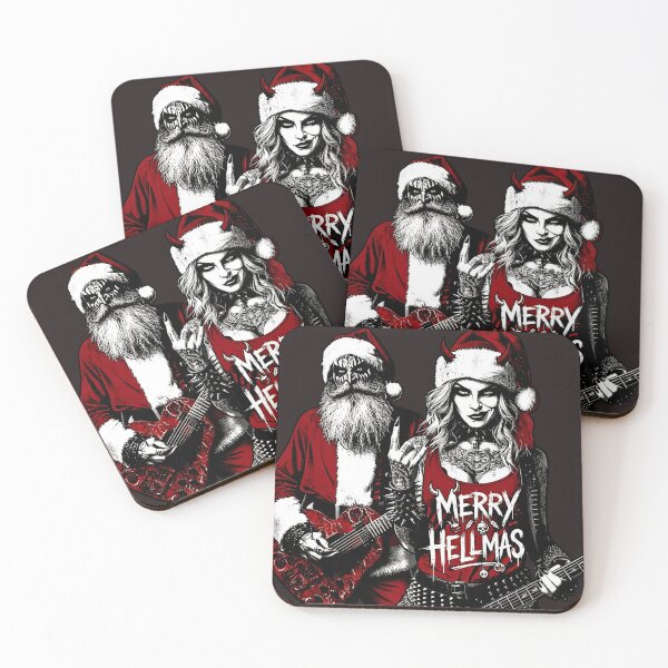 Item preview, Merry Hellmas Heavy Metal Santa Couple designed and sold by Voodoo Store Paranormal Collections.