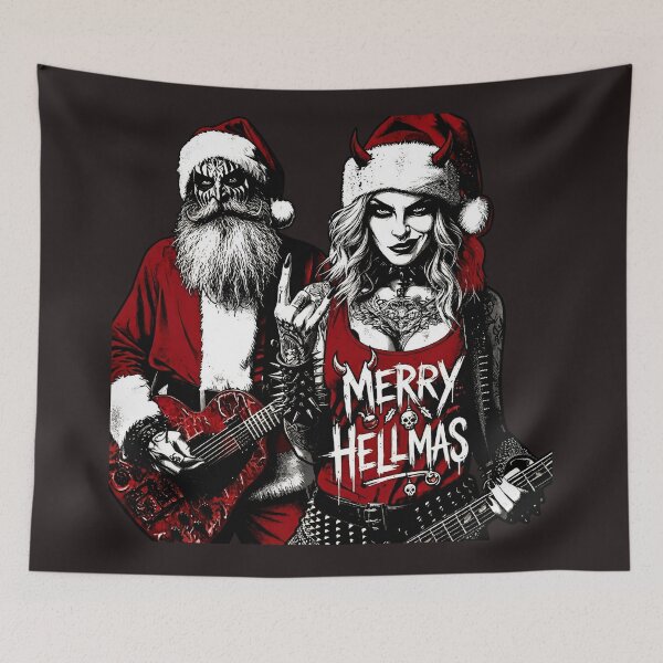 Item preview, Merry Hellmas Heavy Metal Santa Couple designed and sold by Voodoo Store Paranormal Collections.