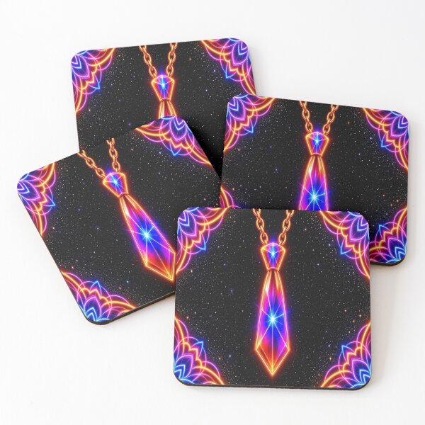 Item preview, Cosmic Neon Crystal Tie Pendant - Futuristic Glowing Gemstone designed and sold by Breezes-of-Ida.