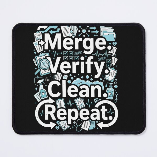 Item preview, Merge. Verify. Clean. Repeat. – Medical Office Workflow Humor designed and sold by Mirgonhood.