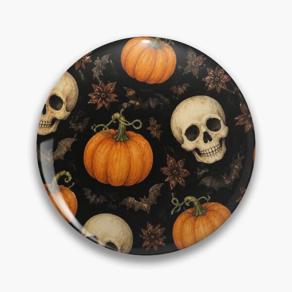 Item preview, Vintage Skull Pumpkin Bat Seamless Pattern designed and sold by FestivityFinds.