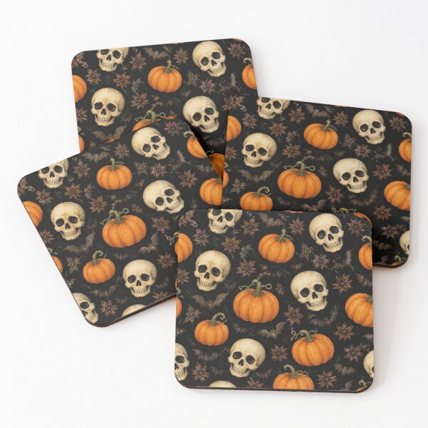 Item preview, Vintage Skull Pumpkin Bat Seamless Pattern designed and sold by FestivityFinds.