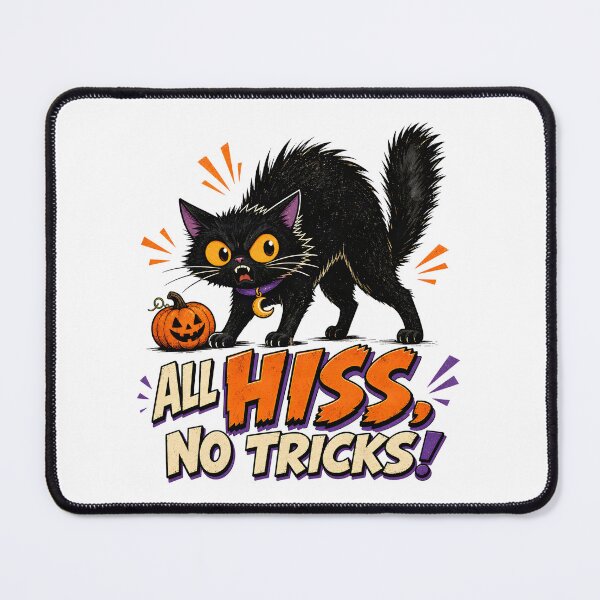 Item preview, All Hiss No Tricks - Funny Halloween Black Cat designed and sold by CraftyAnimal.