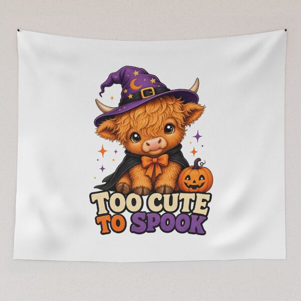 Item preview, Too Cute To Spook Highland Cow Halloween  designed and sold by CraftyAnimal.