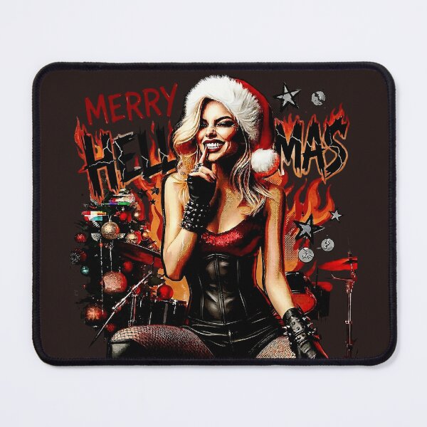 Item preview, Merry Hellmas Drummer Rocker Girl Artwork designed and sold by Voodoo Store Paranormal Collections.