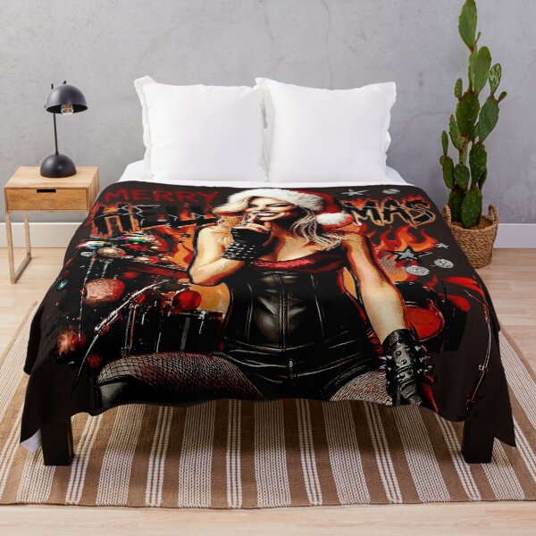 Item preview, Merry Hellmas Drummer Rocker Girl Artwork designed and sold by Voodoo Store Paranormal Collections.