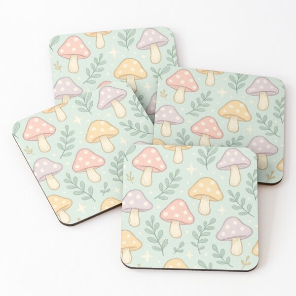 Item preview, Pastel Mushroom Duvet Cover – Mint Green Cottagecore Pattern designed and sold by FestivityFinds.