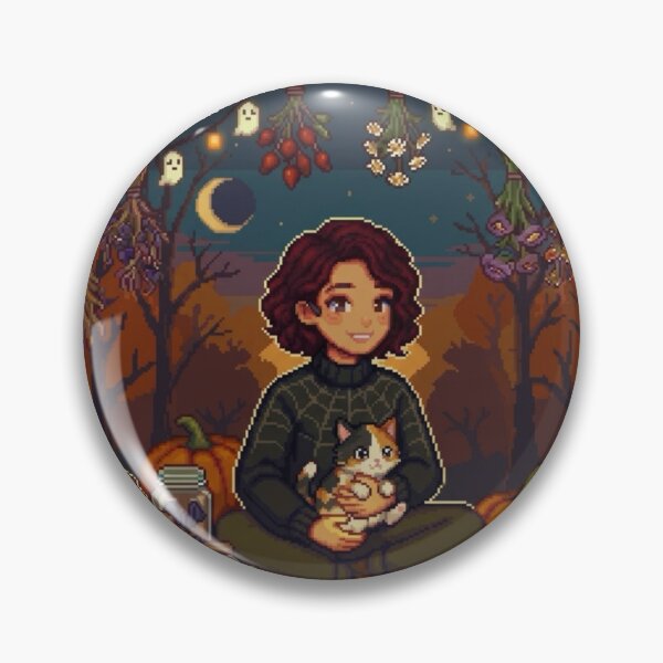 Item preview, Halloween Cottagecore Girl holding Calico Cat Graphic designed and sold by pixel8edart.
