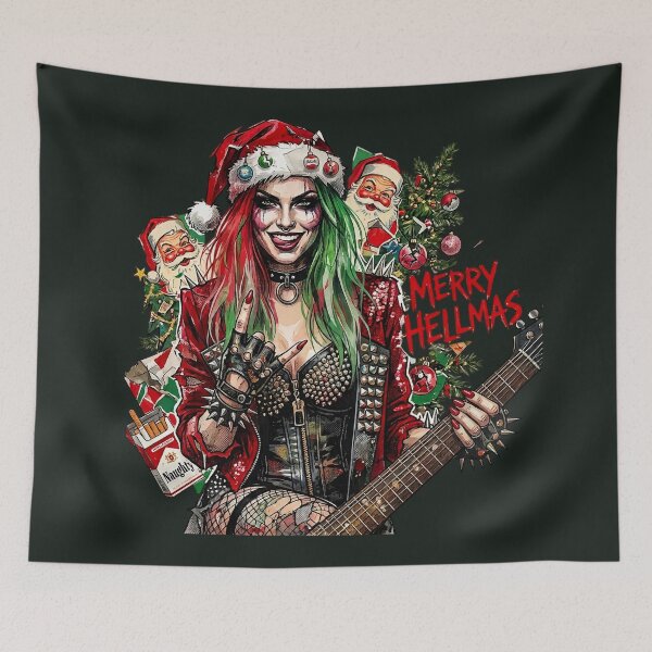 Item preview, Merry Hellmas Naughty Rocker Girl Artwork designed and sold by Voodoo Store Paranormal Collections.