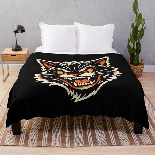 Item preview, Aggressive Black Cat Face Retro Halloween Art designed and sold by Dmo3HarkoArt.