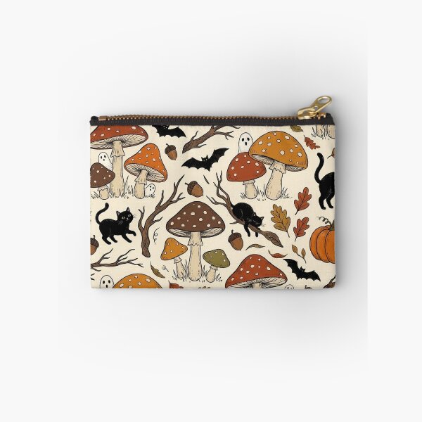 Item preview, Vintage Halloween Mushrooms & Black Cats designed and sold by FestivityFinds.