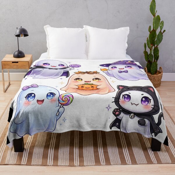 Item preview, Cute Ghost Friends Kawaii Halloween Characters – Spooky Pastel Sticker Art designed and sold by SmartyWonders.