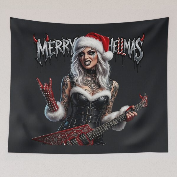 Item preview, Merry Hellmas Tattooed Rocker Girl Artwork designed and sold by Voodoo Store Paranormal Collections.