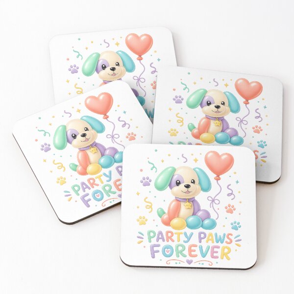 Item preview, Party Paws Forever Cute Balloon Puppy Colorful Birthday Dog Design designed and sold by inkoutninja.