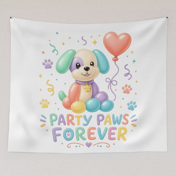 Item preview, Party Paws Forever Cute Balloon Puppy Colorful Birthday Dog Design designed and sold by inkoutninja.