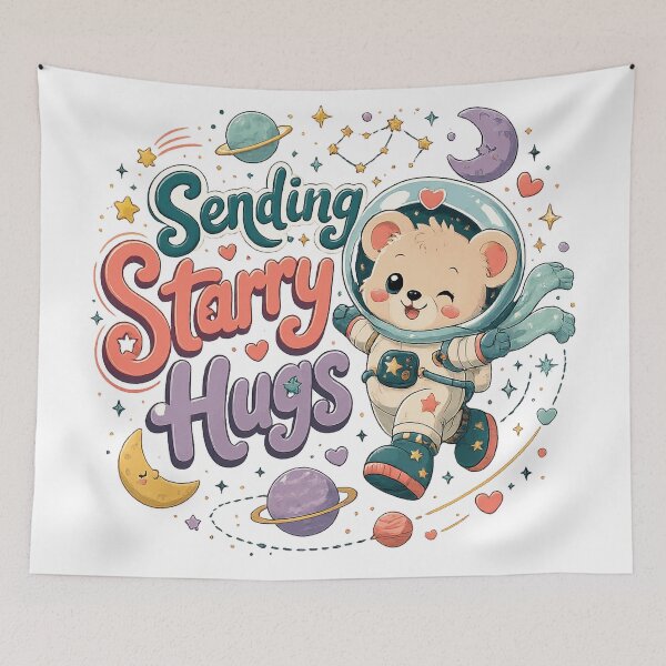 Item preview, Sending Starry Hugs Cute Astronaut Bear Kawaii Space Adventure designed and sold by inkoutninja.