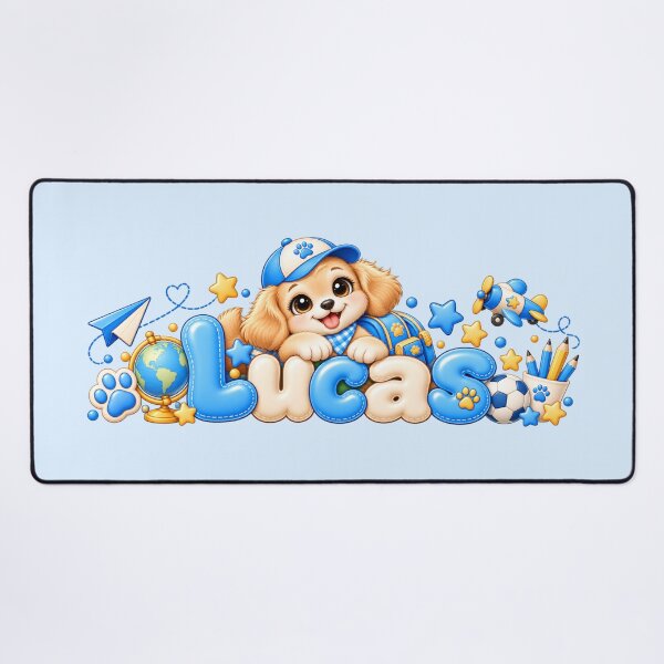 Item preview, Lucas Cute Puppy School Adventure – Blue Kids Name Design designed and sold by HO•Designs.