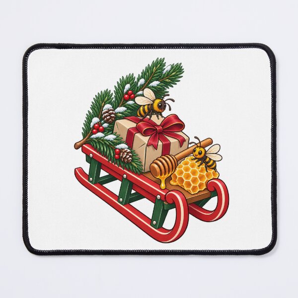 Item preview, Christmas Honey Bees and Honeycomb on a Festive Sleigh designed and sold by skyartdesign.