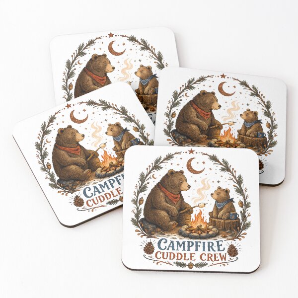 Item preview, Campfire Cuddle Crew Cute Bears Camping Woodland Adventure designed and sold by inkoutninja.