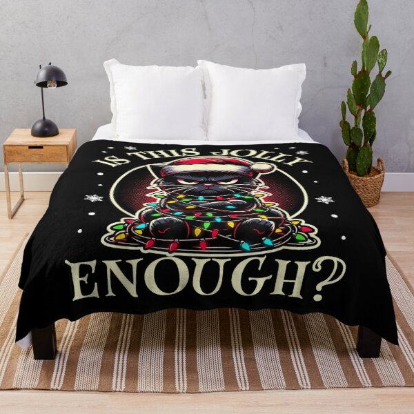 Item preview, Unimpressed Black Cat Wrapped in Christmas Lights designed and sold by DogoMalulu.