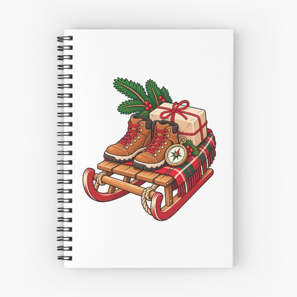 Item preview, Christmas Hiking Boots and Compass on a Festive Sleigh designed and sold by skyartdesign.