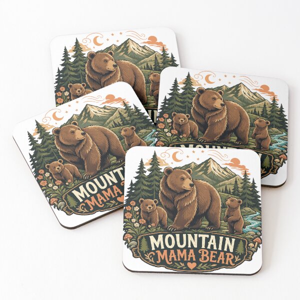 Item preview, Mountain Mama Bear Cute Brown Bears Woodland Family Nature Design designed and sold by inkoutninja.