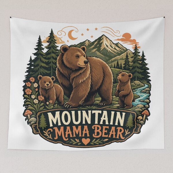 Item preview, Mountain Mama Bear Cute Brown Bears Woodland Family Nature Design designed and sold by inkoutninja.