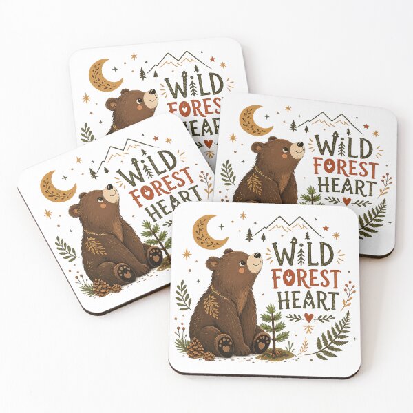 Item preview, Wild Forest Heart Cute Brown Bear Woodland Cottagecore Nature Art designed and sold by inkoutninja.