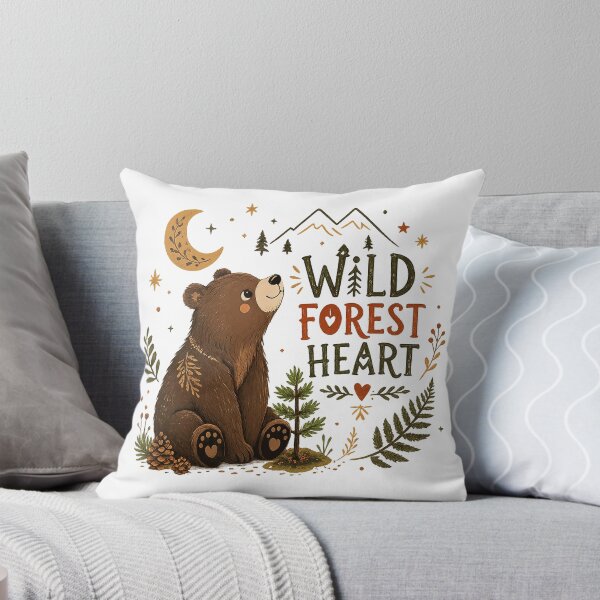 Item preview, Wild Forest Heart Cute Brown Bear Woodland Cottagecore Nature Art designed and sold by inkoutninja.