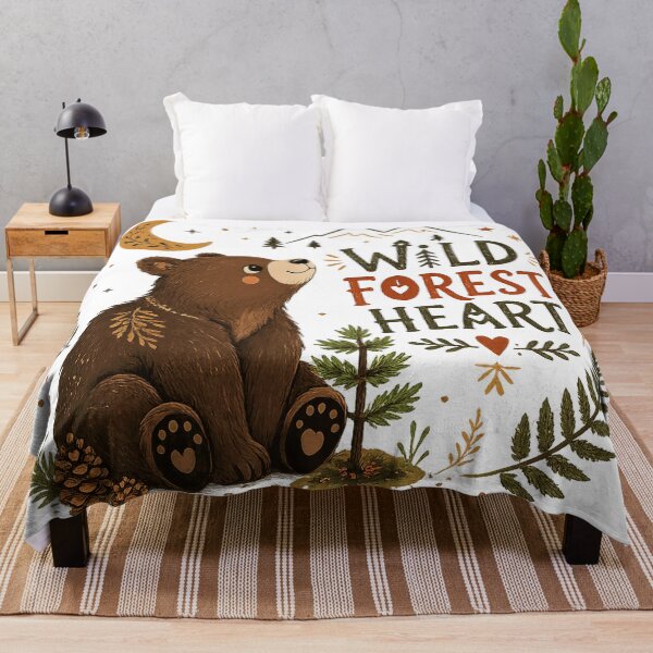 Item preview, Wild Forest Heart Cute Brown Bear Woodland Cottagecore Nature Art designed and sold by inkoutninja.