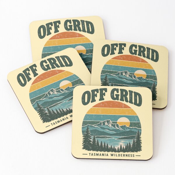 Item preview, Off Grid Tasmania Wilderness Retro Sunset Mountain designed and sold by Yellowriversss.