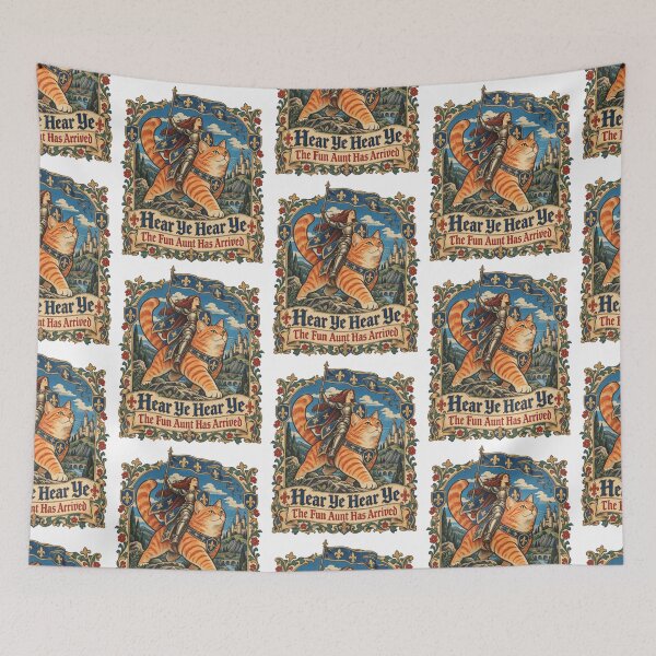 Item preview, The Fun Aunt Has Arrived Medieval Knight Riding Cat Family Humor designed and sold by dennismarvin827.
