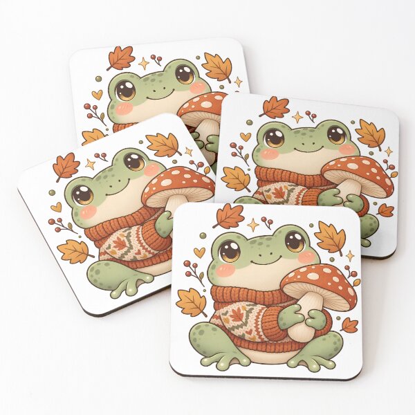 Item preview, Cozy Autumn Frog With Mushroom Cottagecore Art designed and sold by EnukArt.