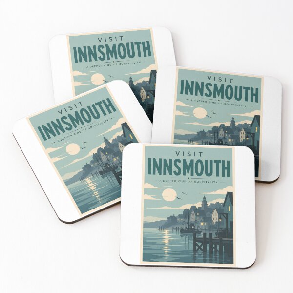 Item preview, Visit Innsmouth Massachusetts Vintage Coastal Travel Poster designed and sold by Extravanganzza.