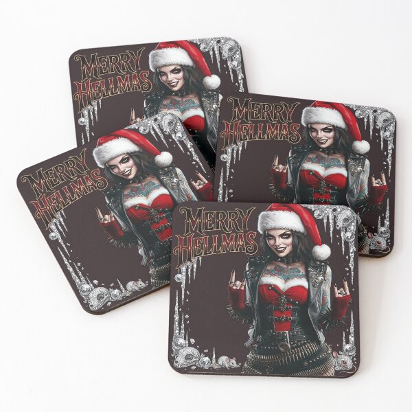 Item preview, Merry Hellmas Tattooed Gothic Rocker Girl designed and sold by Voodoo Store Paranormal Collections.