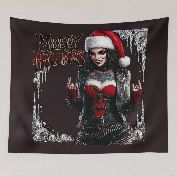 Item preview, Merry Hellmas Tattooed Gothic Rocker Girl designed and sold by Voodoo Store Paranormal Collections.