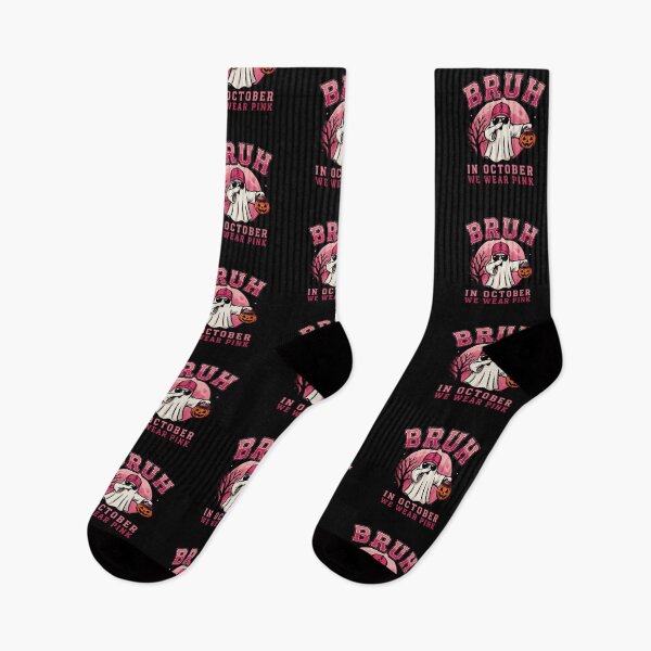 Item preview, Bruh In October We Wear Pink Breast Cancer Awareness Halloween Ghost designed and sold by Zizo-DR44.