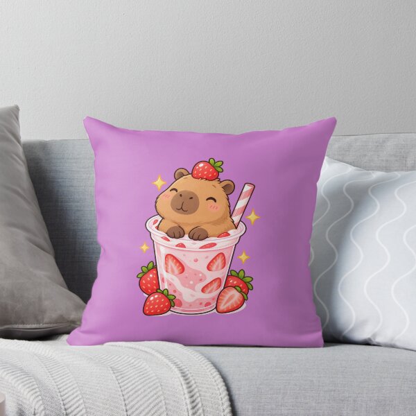 Item preview, Cute Capybara Strawberry Milk Kawaii Sticker designed and sold by Pradeep Naik.