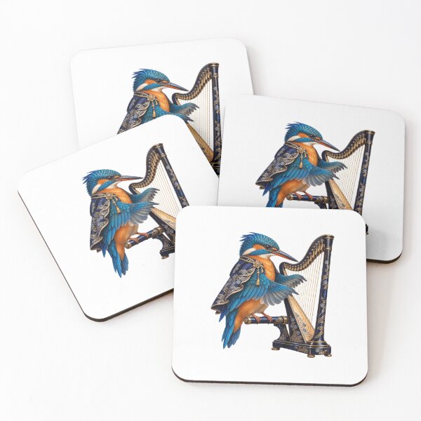 Item preview, Kingfisher Playing an Ornate Blue Harp designed and sold by Mono.fi Studios.