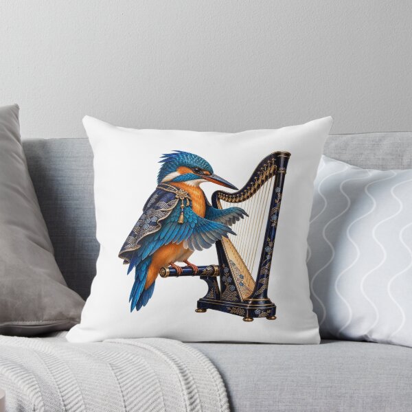 Item preview, Kingfisher Playing an Ornate Blue Harp designed and sold by Mono.fi Studios.
