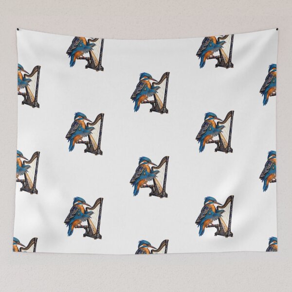 Item preview, Kingfisher Playing an Ornate Blue Harp designed and sold by Mono.fi Studios.