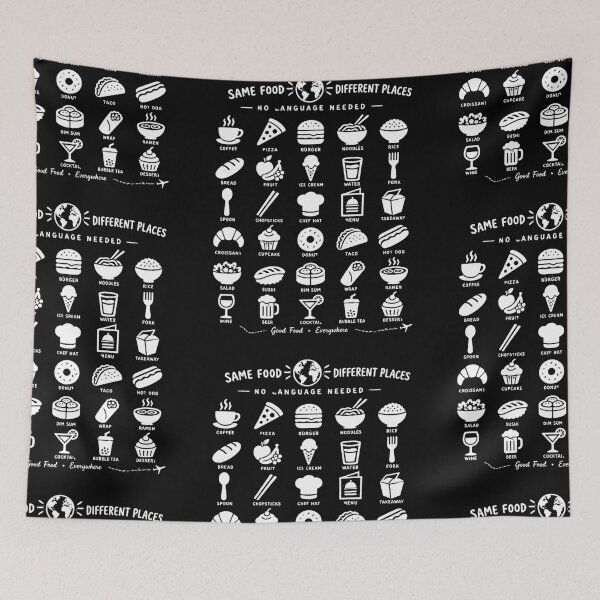 Item preview, Same Food Different Places No Language Needed Foodie Travel Icons designed and sold by PACS0011.